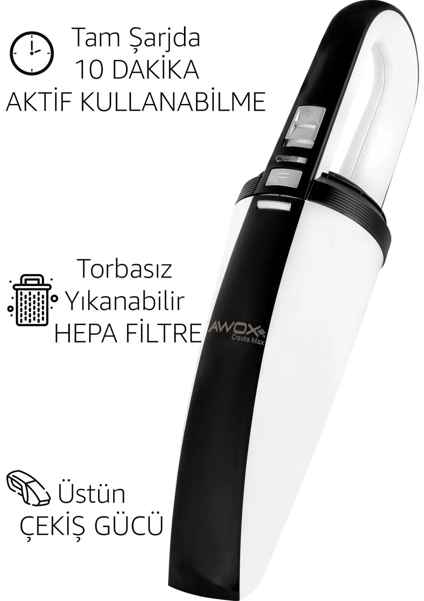 Awox Cracks Max Şarjlı El Süpürgesi Torbasız Yıkanabilir HEPA Filtre ile Üstün Çekiş Gücü